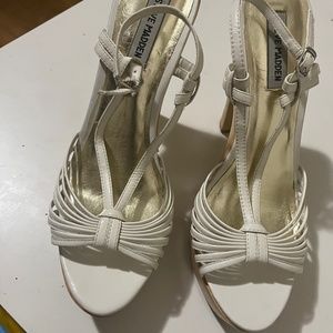 White straps sandals heels